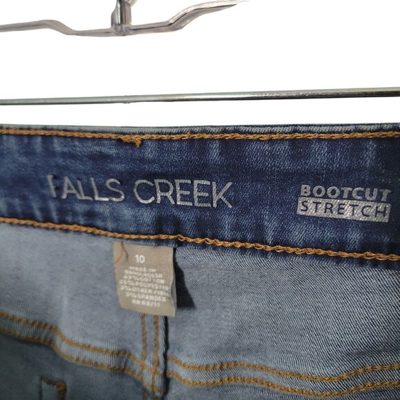 Falls Creek Womens Size 10 Blue Solid Stretch Boot Cut Jeans - Picture 2 of 11